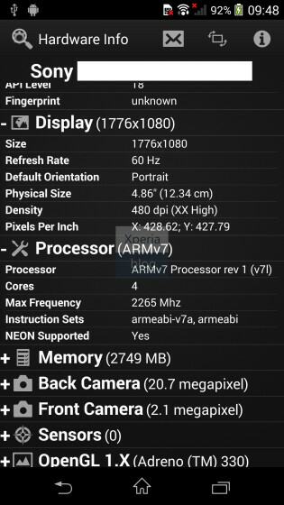Sony-D6503-UI Xperia Z2 Specificaties