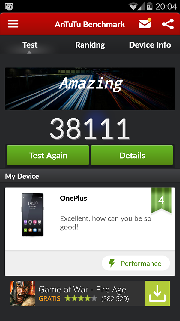 OnePlus One AnTuTu test