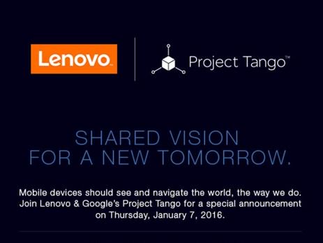 Google Lenovo Project Tango Uitnodiging
