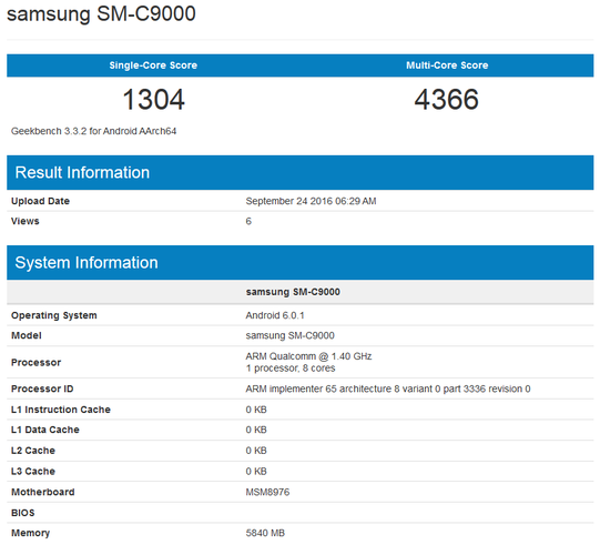 Samsung SM-C9000 benchmark C9