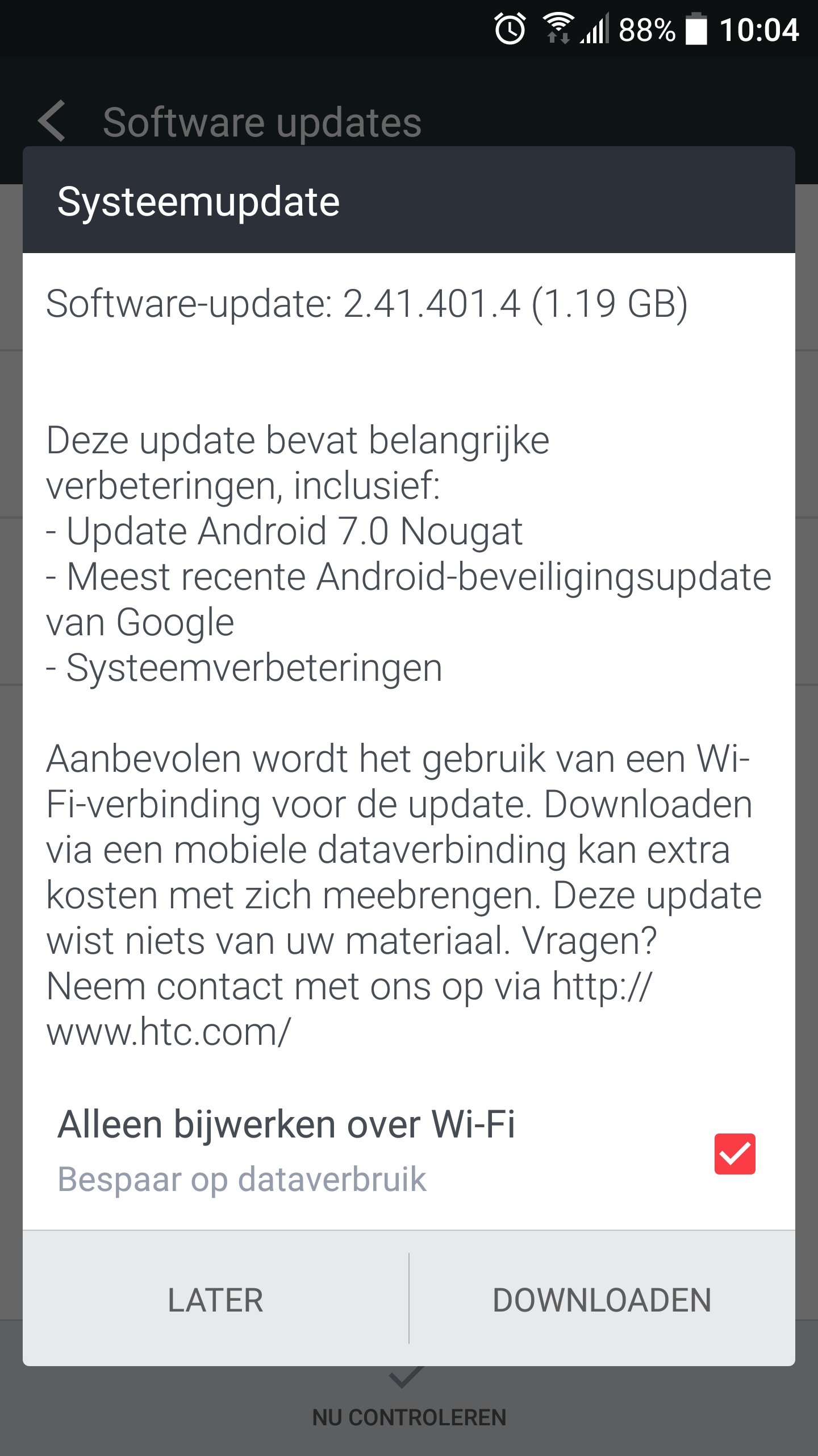 HTC 10 Nougat-update Nederland