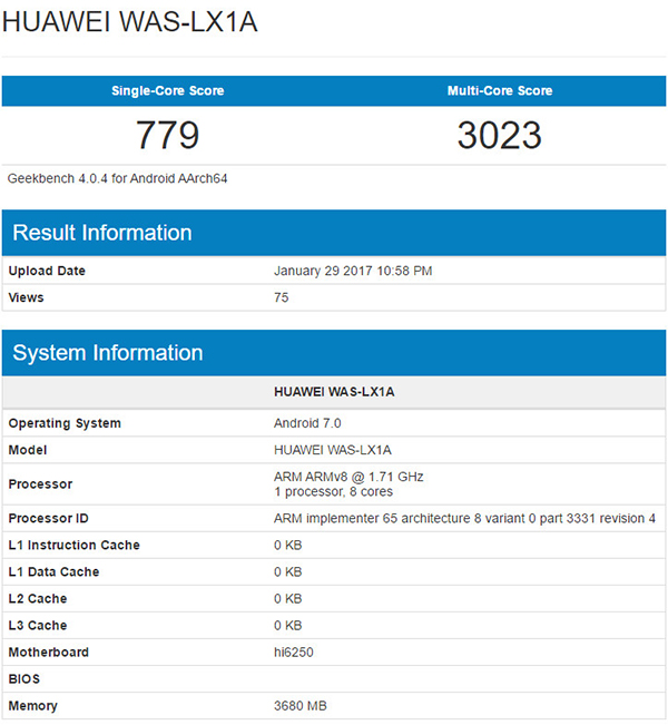 Huawei-P10-Lite WAS-LX1A Geekbench