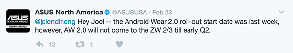 Twitter ASUS ZenWatch 2-3 Android Wear 2