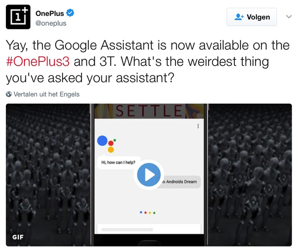 Twitter OnePlus Google Assistent