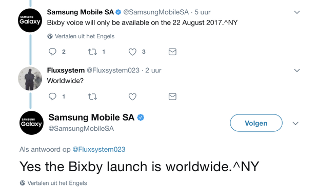 Bixby Voice wereldwijde uitrol