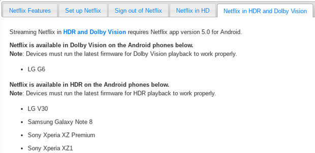 Netflix HDR ondersteuning