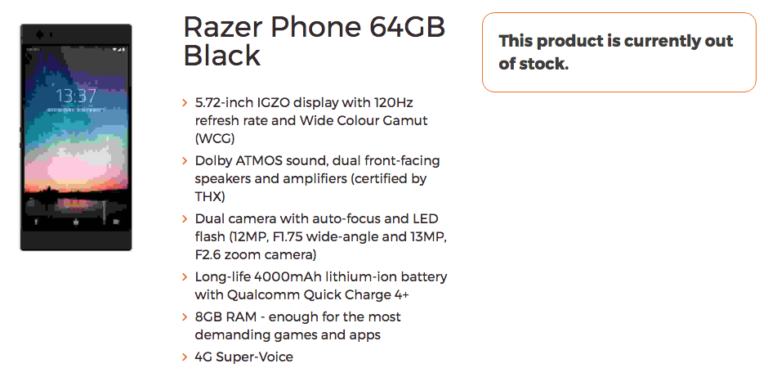 Razer Phone specificaties