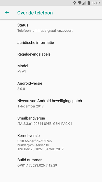 Xiaomi Mi A1 Android 8.0 Oreo