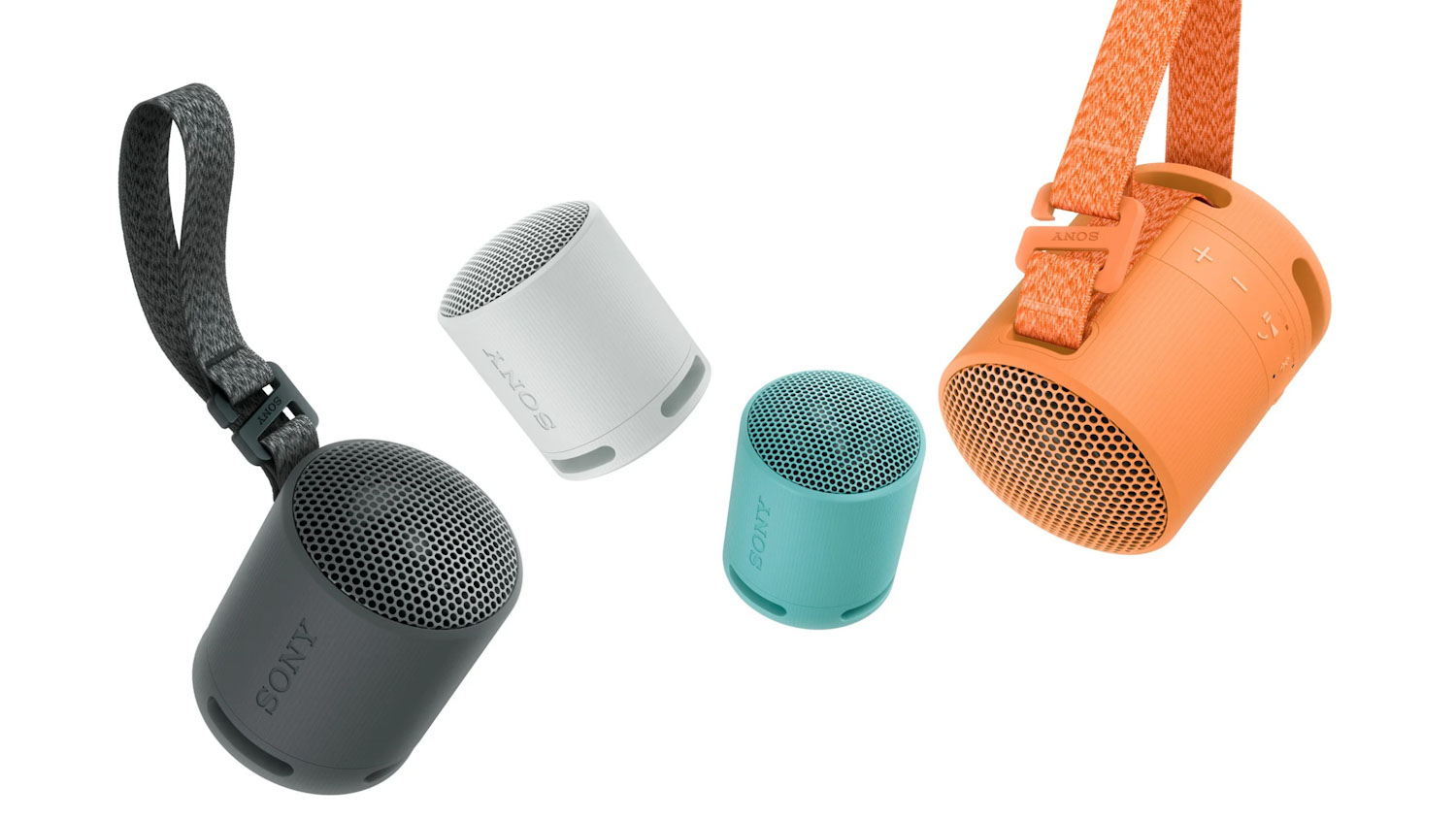 Sony SRS-XB100 Bluetooth-luidspreker, licht, compact, waterdicht en stofdicht IP67, tot 16 uur accu, aanpasbare band, lichtgrijs