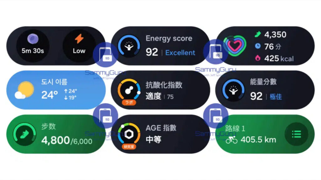 One UI 8 smartwatch tegels